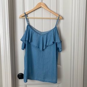 Chambray Ruffle Tank